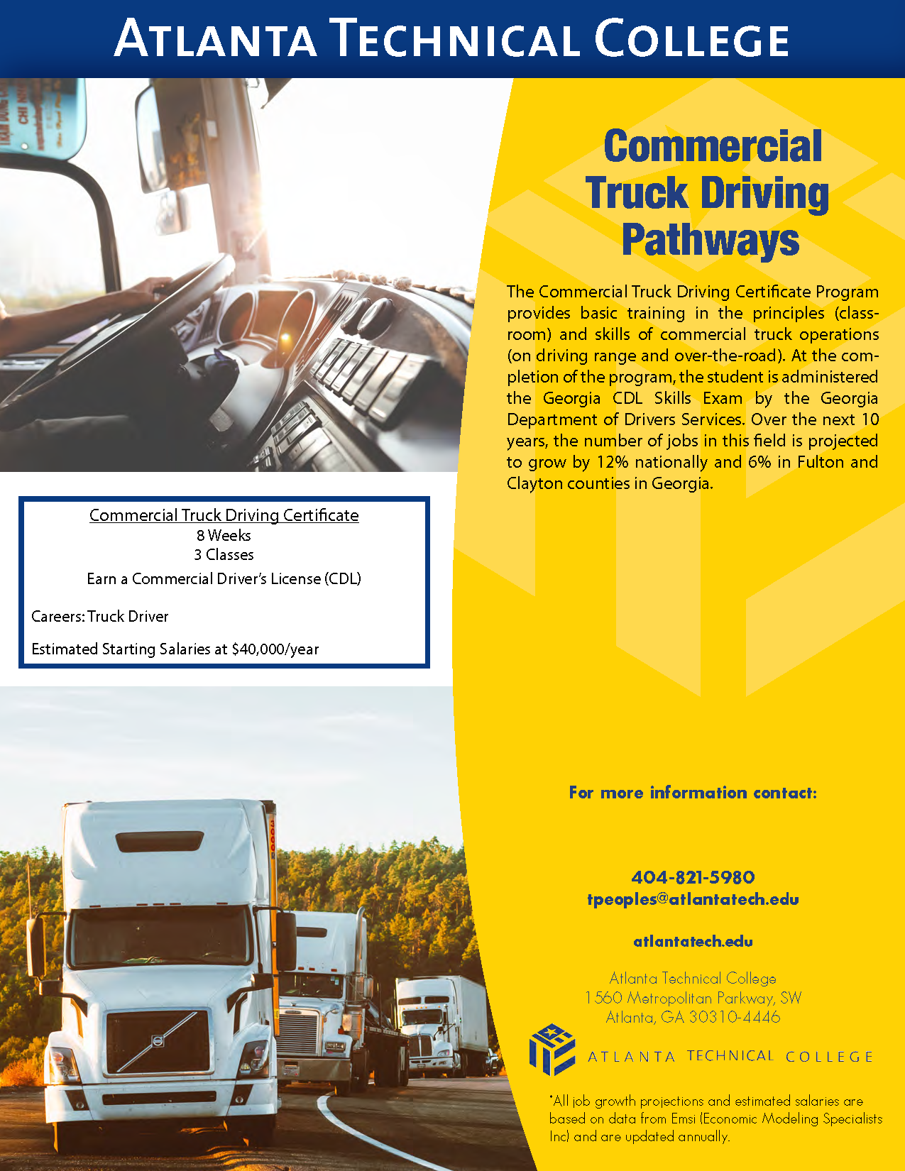 Commercial Truck Driving Program Card